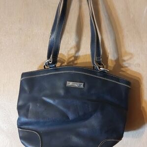 Rosetti Black Textured Faux Leather Handbag, Medium Size